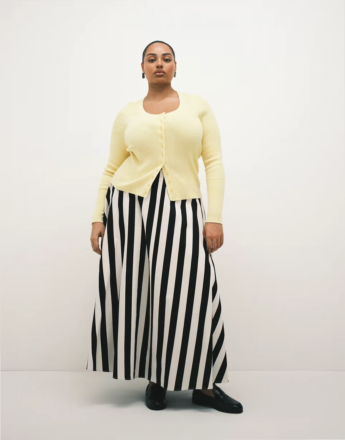 ASOS DESIGN Curve cotton sateen volume circle skirt in stripe
