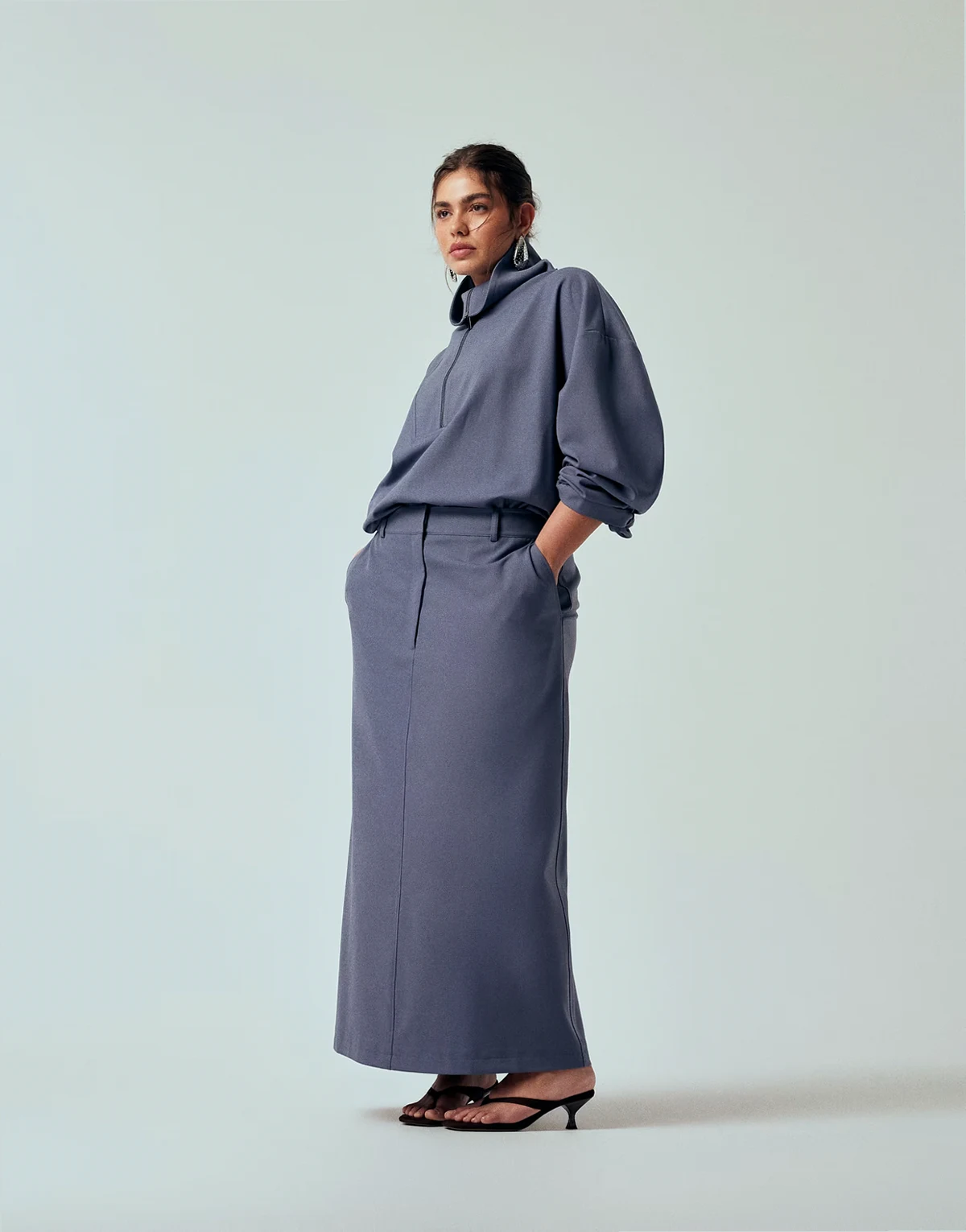 Curve tailored pencil maxi skirt in blue - part of a set