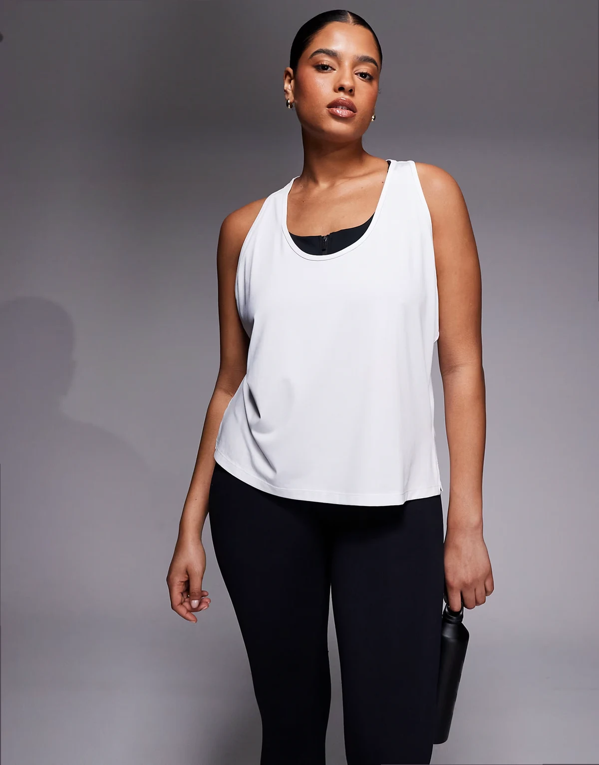 Curve Icon active quick dry throw-on performance tank top in white