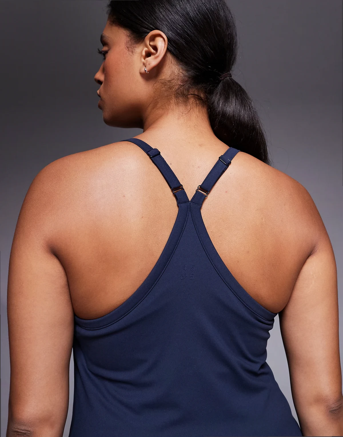 Curve Icon soft touch yoga cami with inner bra and adjustable straps in midnight navy