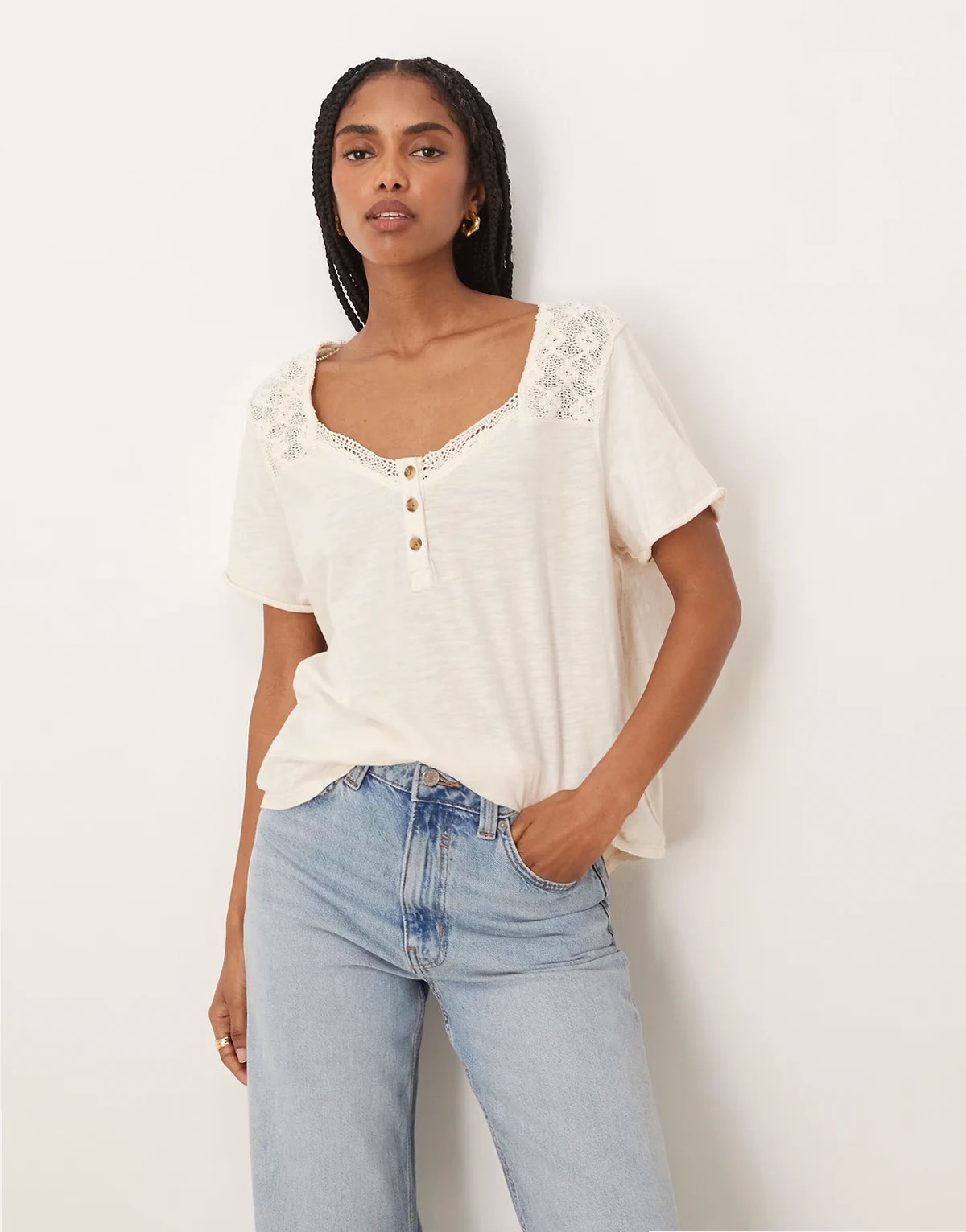 Heirloom Henley button-up tee in tea