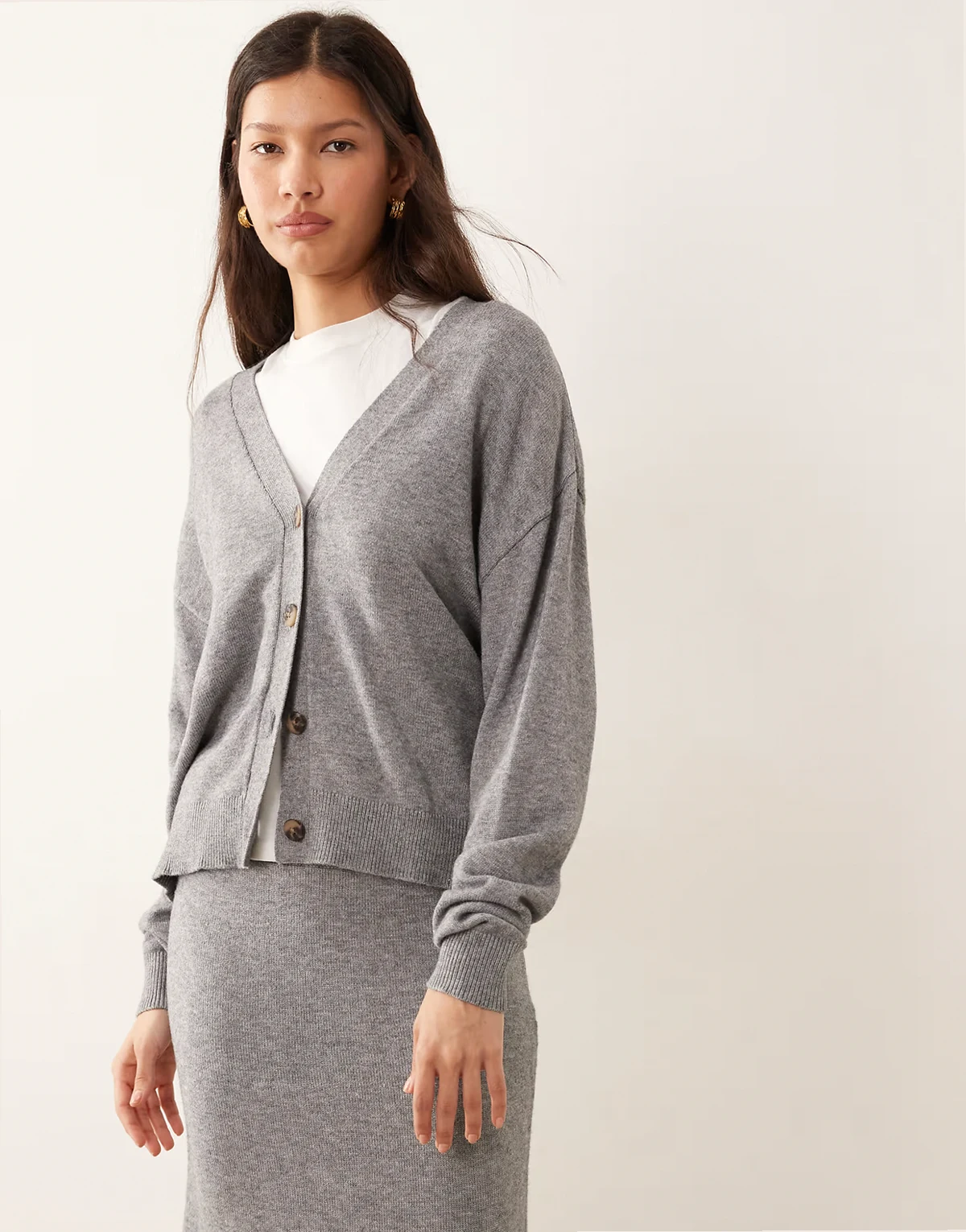 knit cardigan in medium heather gray - part of a set