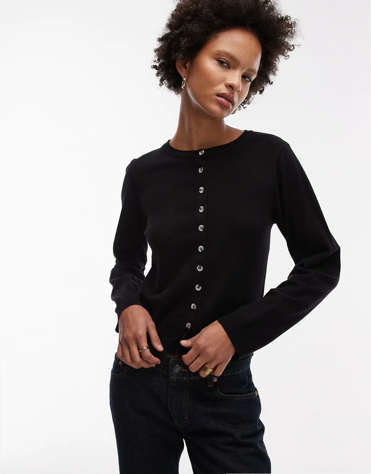fine knit cardigan in black