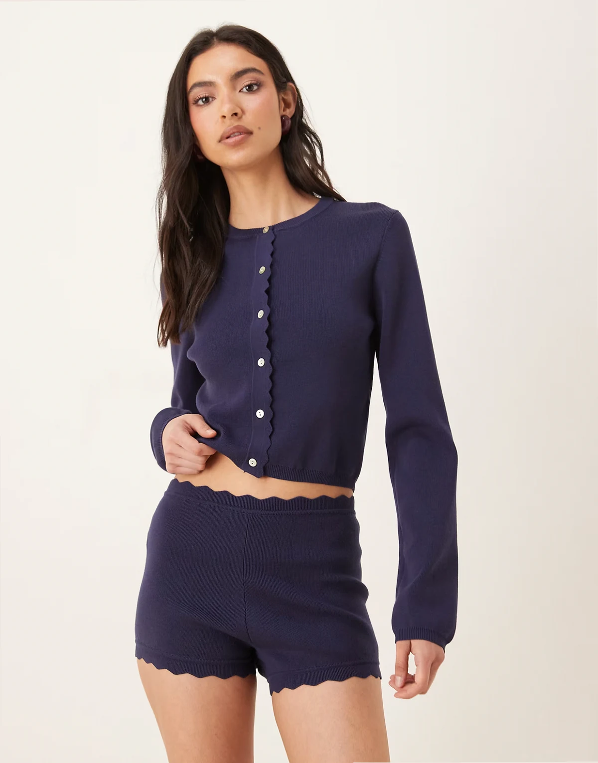 Roxie button up cardigan in navy - part of a set
