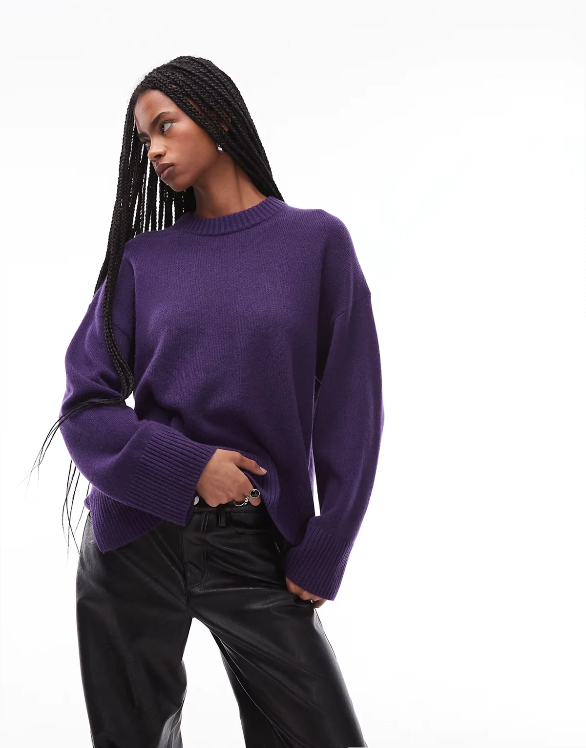 – Relaxed-Fit-Sweatshirt aus reinem Kaschmir in Purple Wine