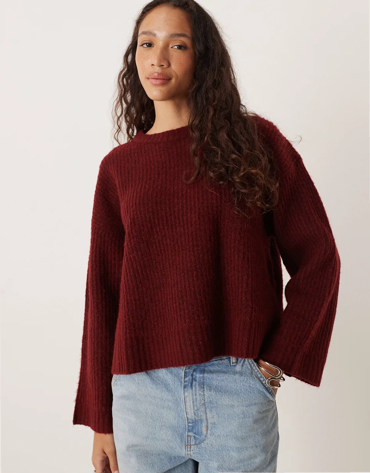 – Oversize-Pullover in Burgunderrot