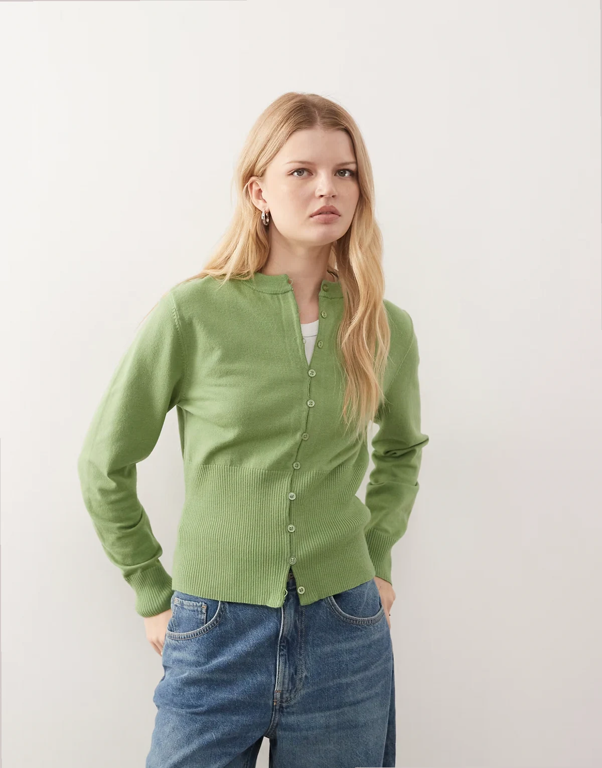 neat fit compact cardigan in green