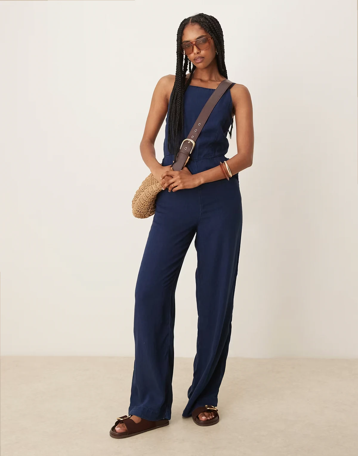 – Jumpsuit in indigoblauer Jeans-Optik mit geradem Bein