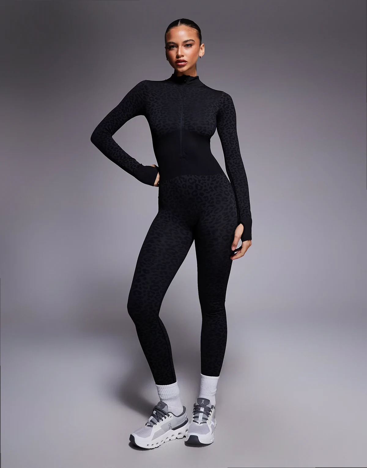 thermal seamless jumpsuit in black