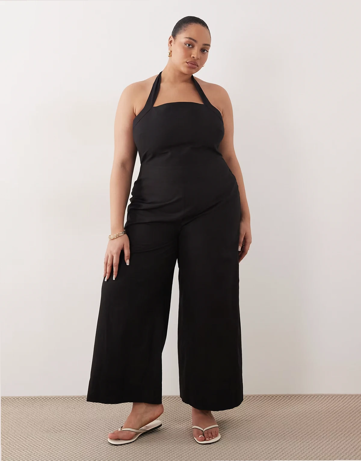 ASOS DESIGN Curve halter neck jumpsuit in black