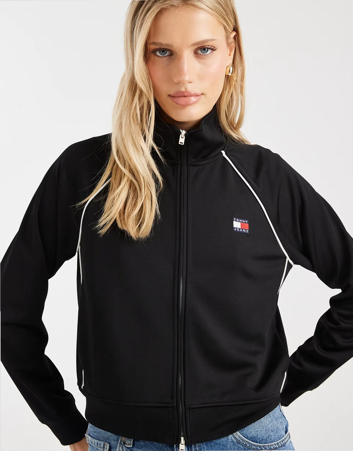 badge sporty track jacket in black