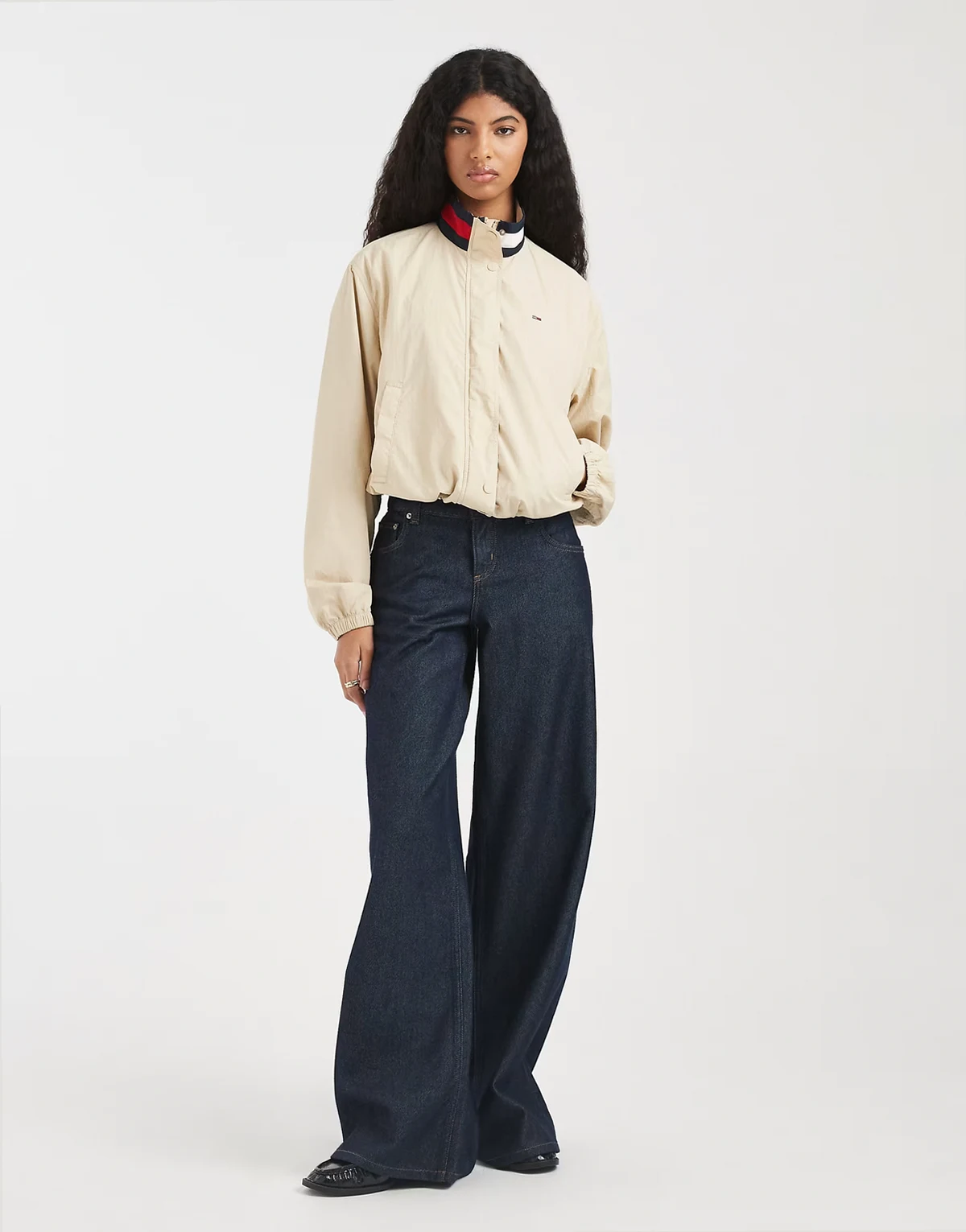 essential high neck jacket in beige