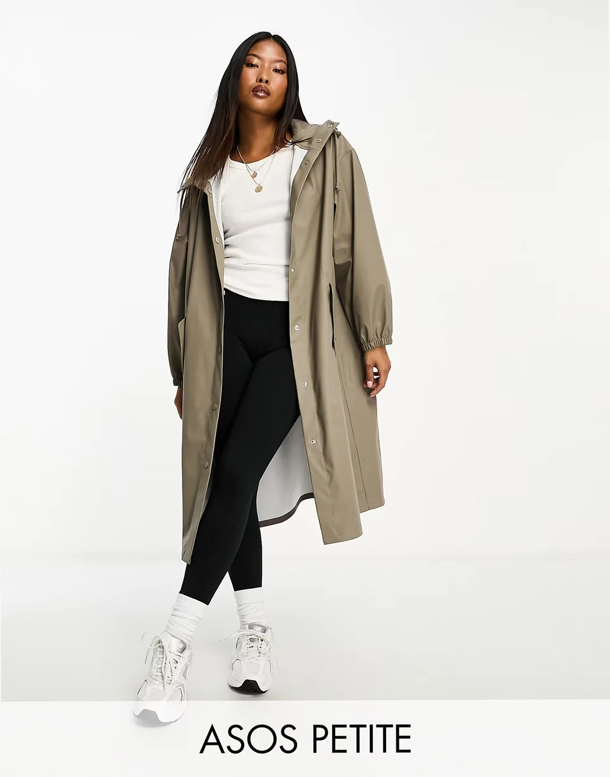 ASOS DESIGN Petite – Brązowoszary gumowany płaszcz przeciwdeszczowy typu parka