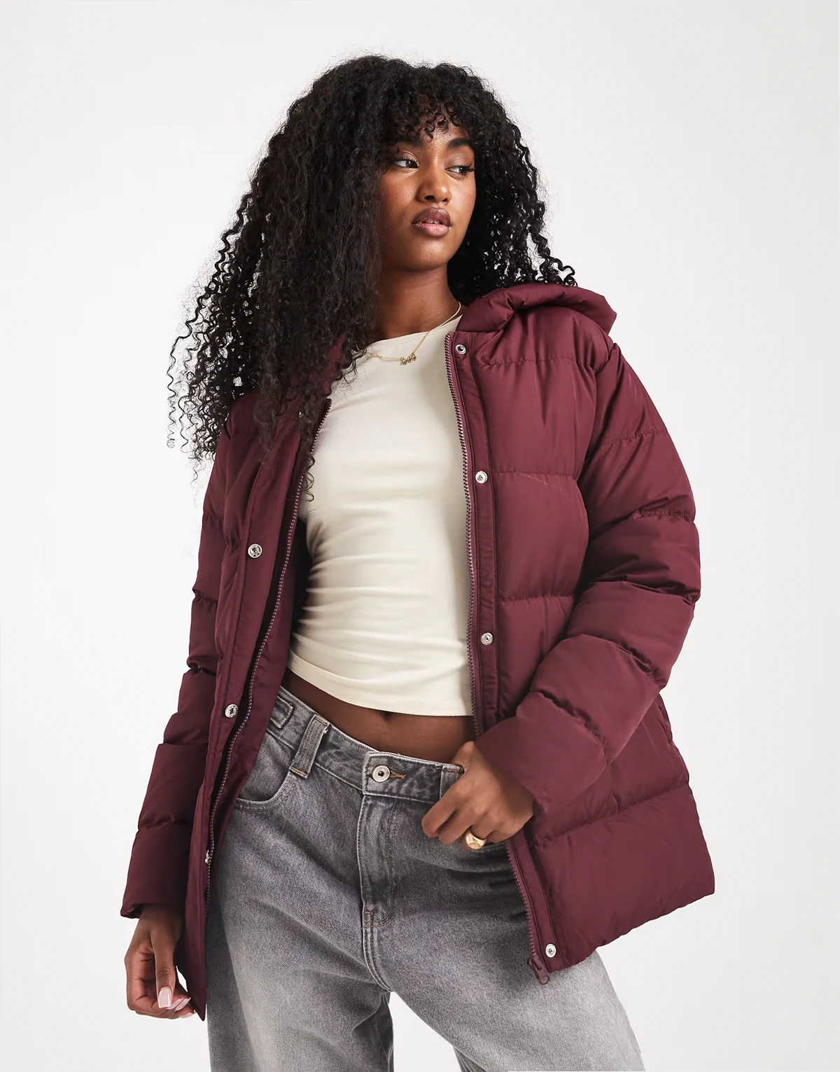 short puffer coat with hood in fig