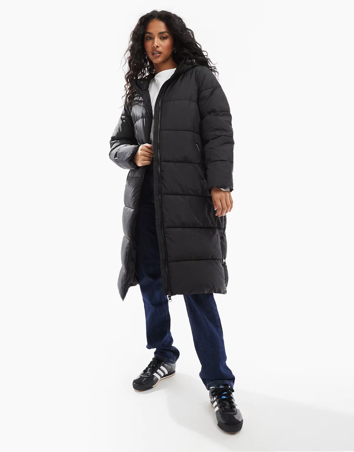 – Longline-Pufferjacke in Schwarz