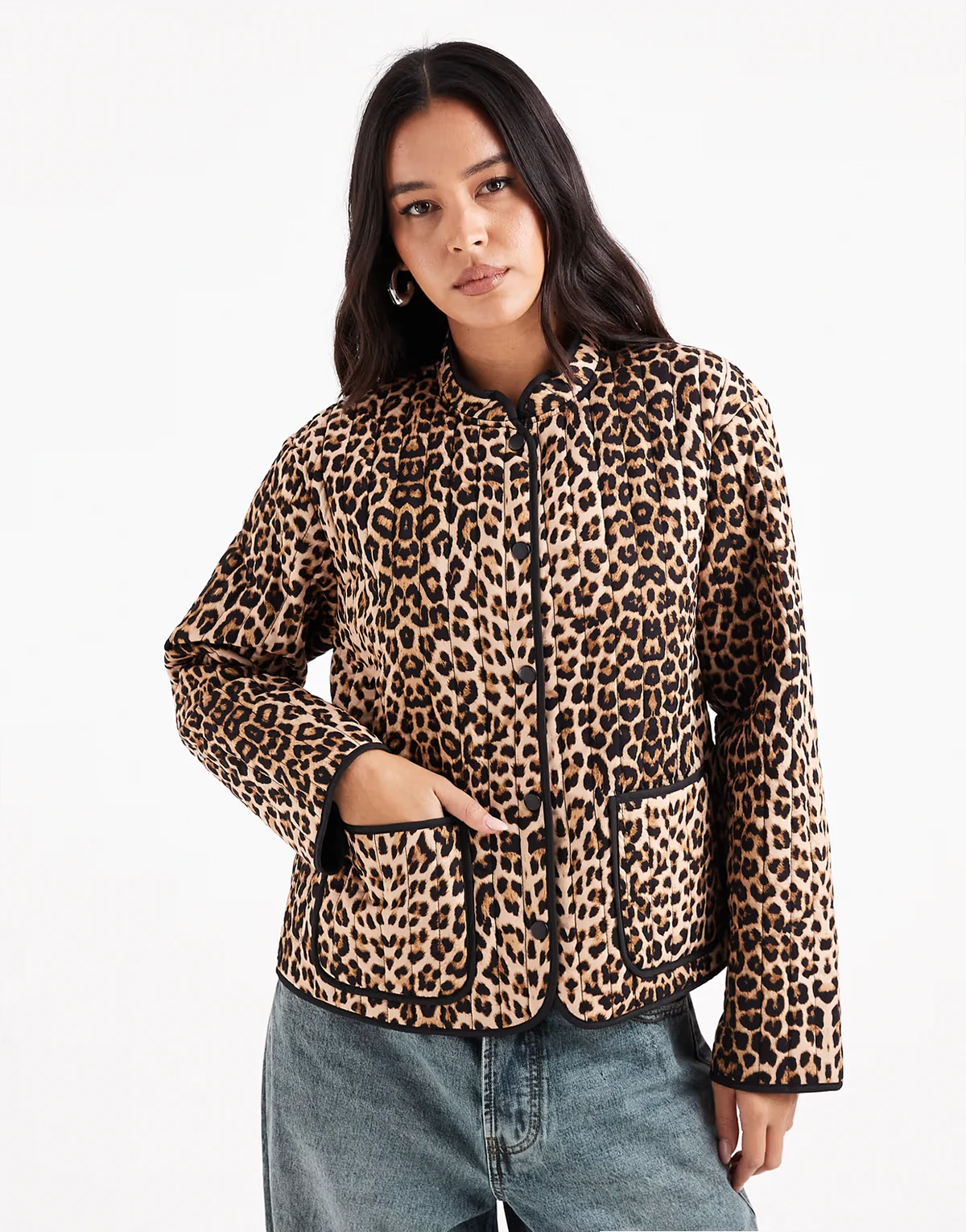 – Steppjacke mit Leopardenmuster