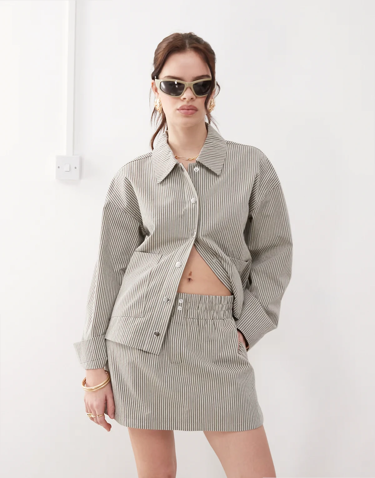 shirt in gray stripe - part of a set