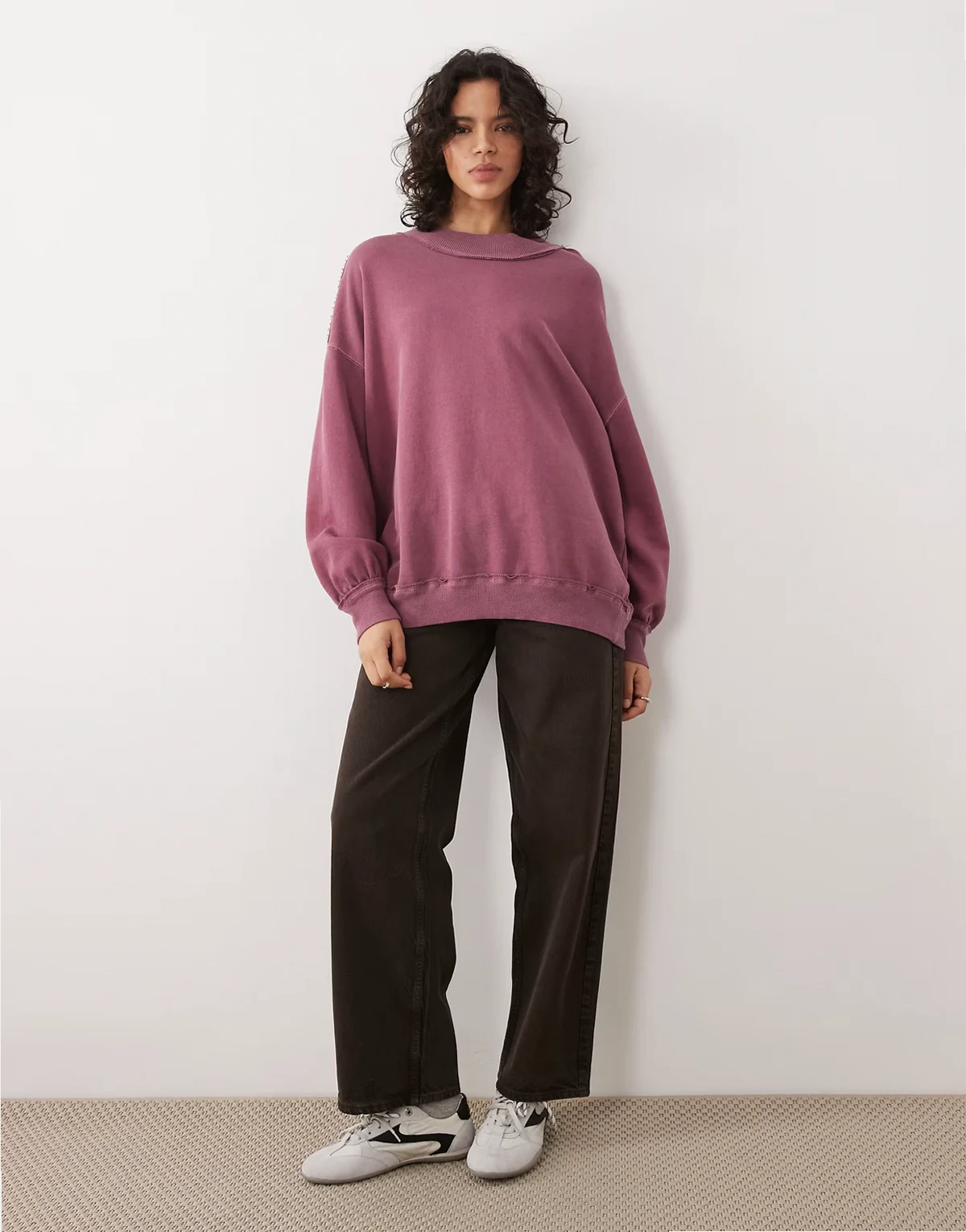 palm springs turtle pullover sweater in damson purple