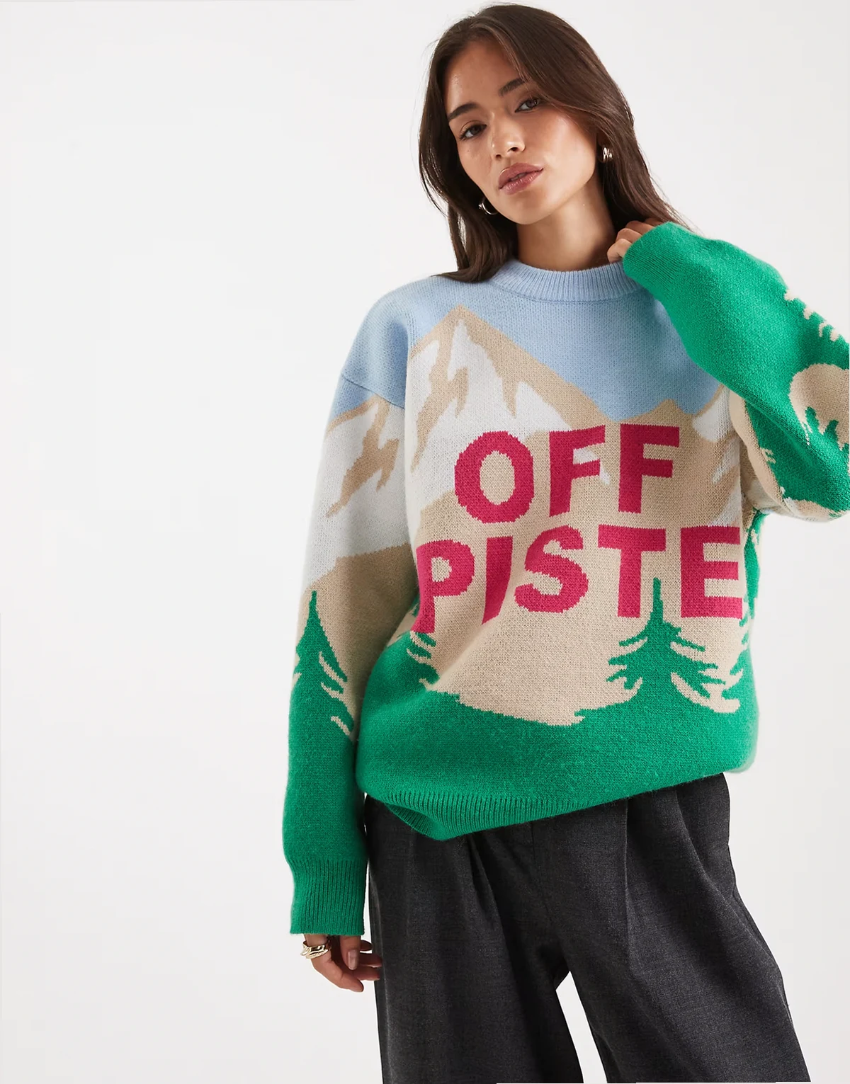 ski scenic sweater in white