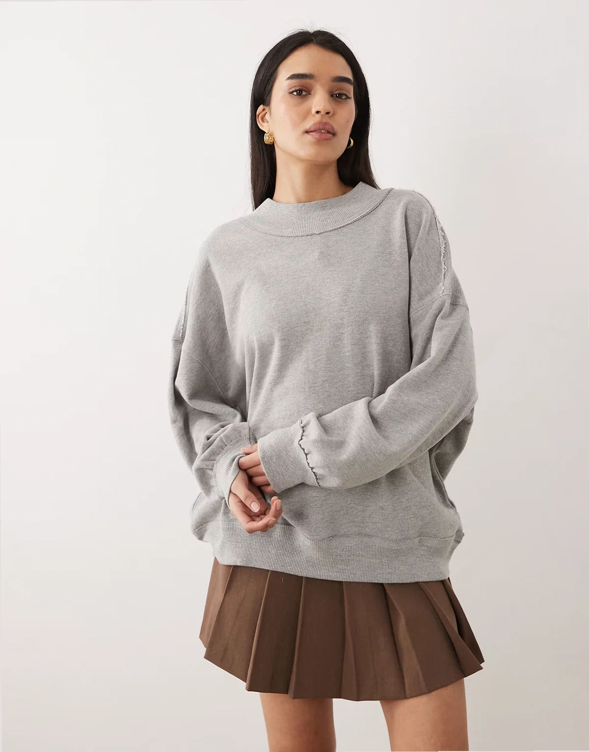 palm springs turtle pullover sweater in heather gray