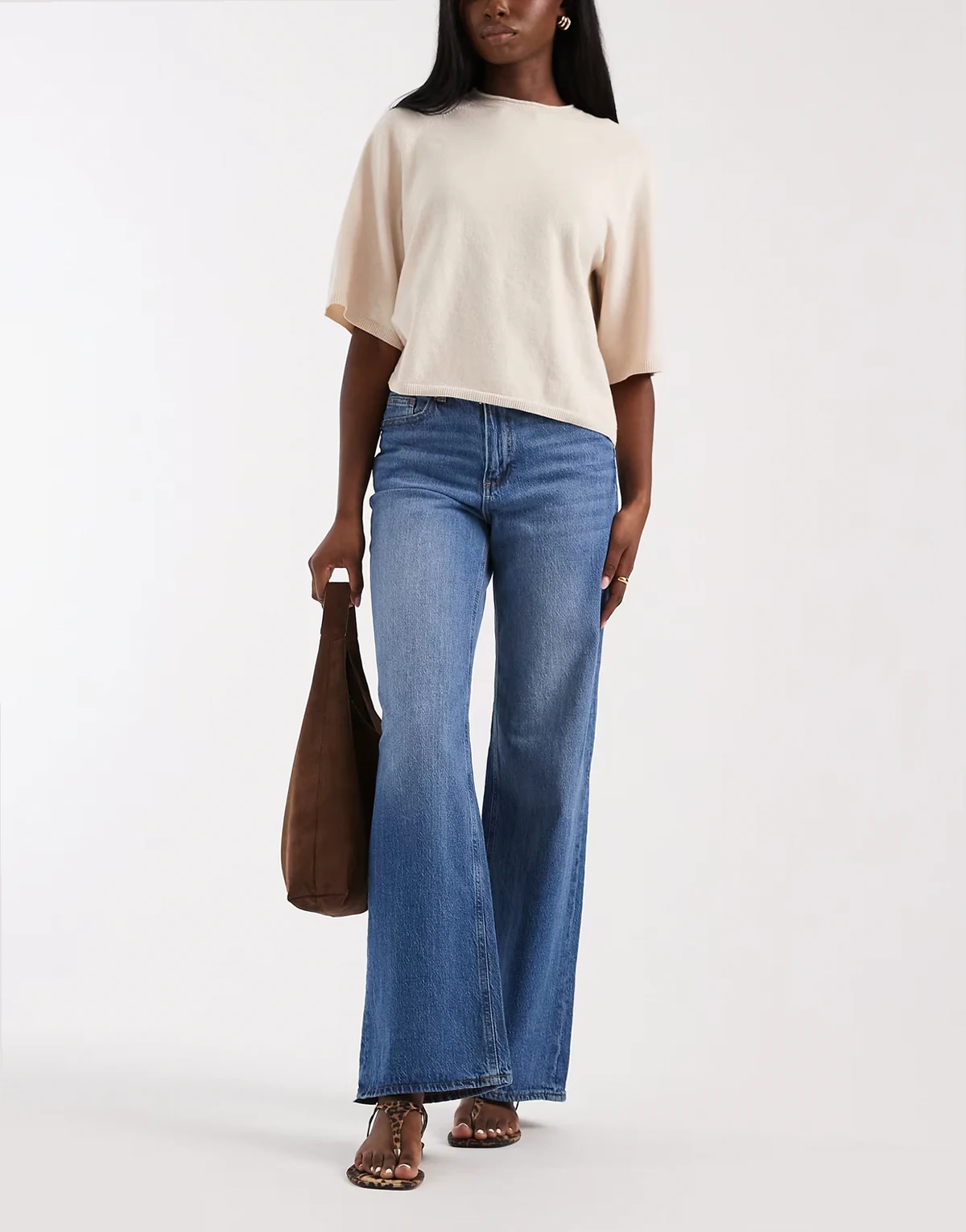 – Tessa – Jeans in Mittelblau mit weitem Bein