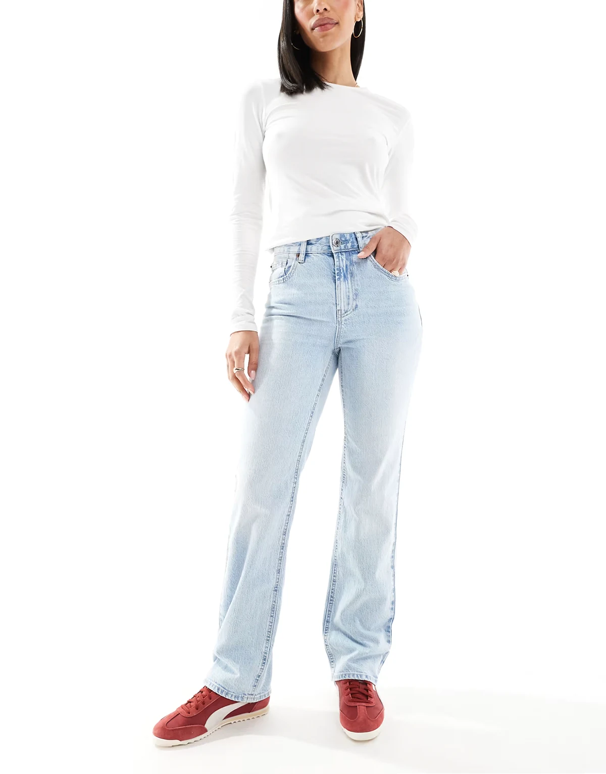 – Tessa – Straight Jeans in Hellblau mit hohem Bund