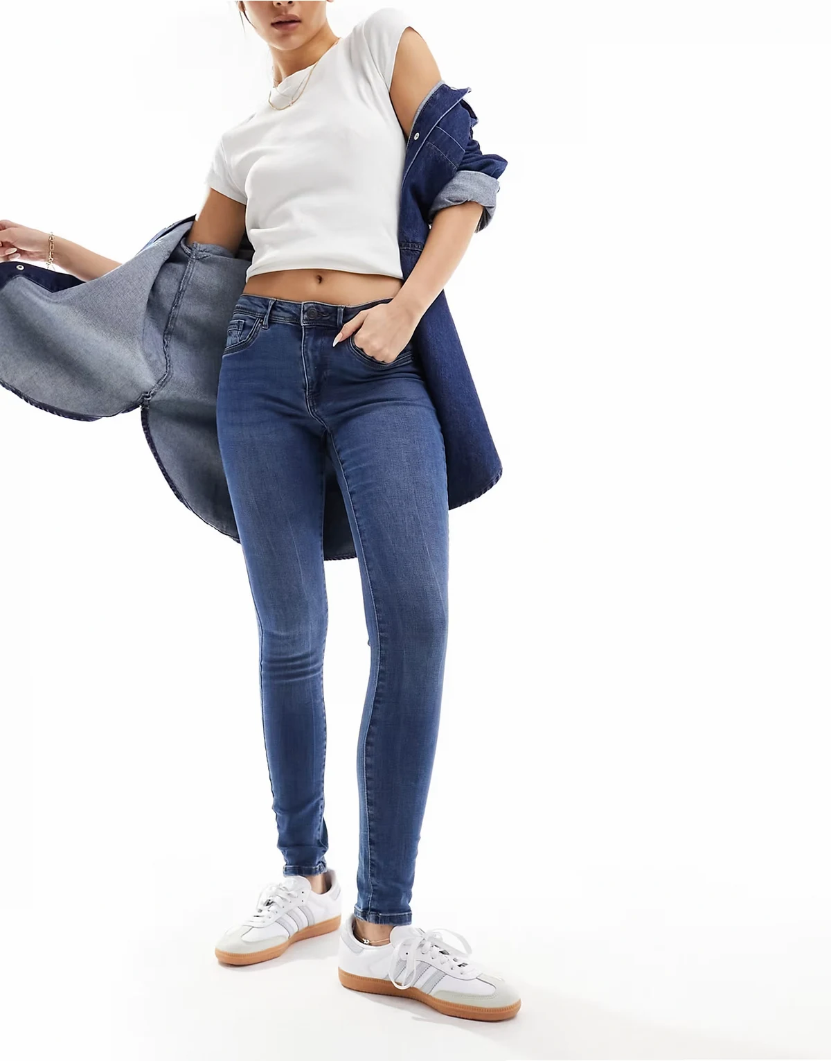 – Tanya – Skinny-Jeans in mittelblauer Waschung mit mittelhohem Bund
