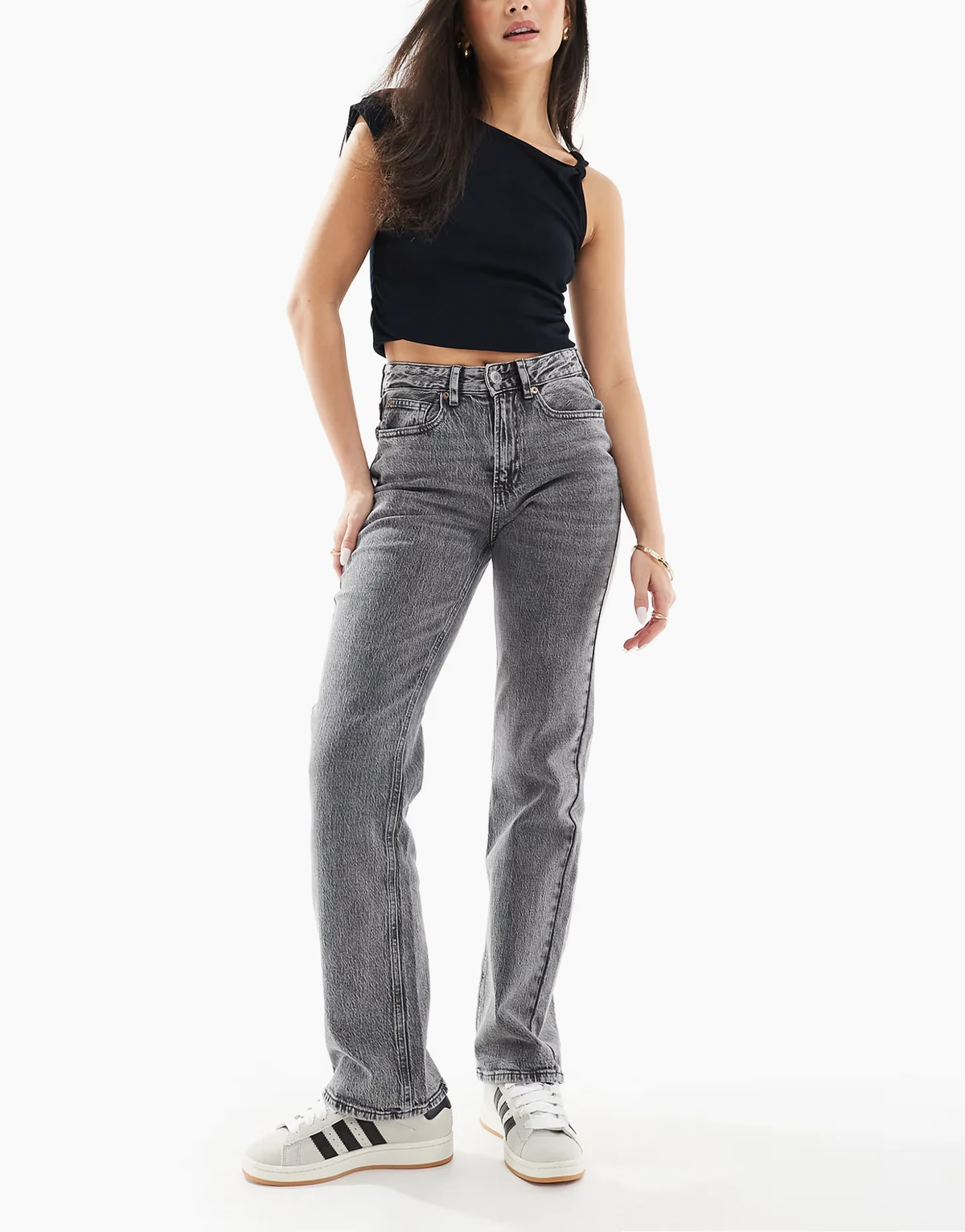 – Tessa – Jeans in Mittelgrau mit hoher Taille und geradem Schnitt