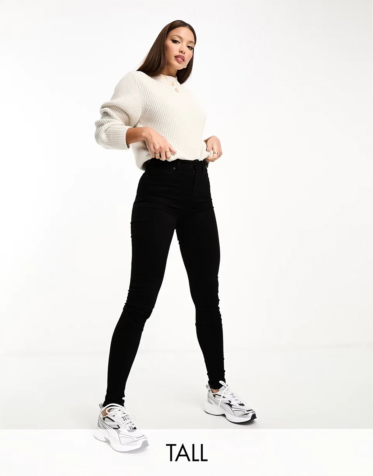 Vero Moda – Tall – Czarne jeansy o obcisłym kroju