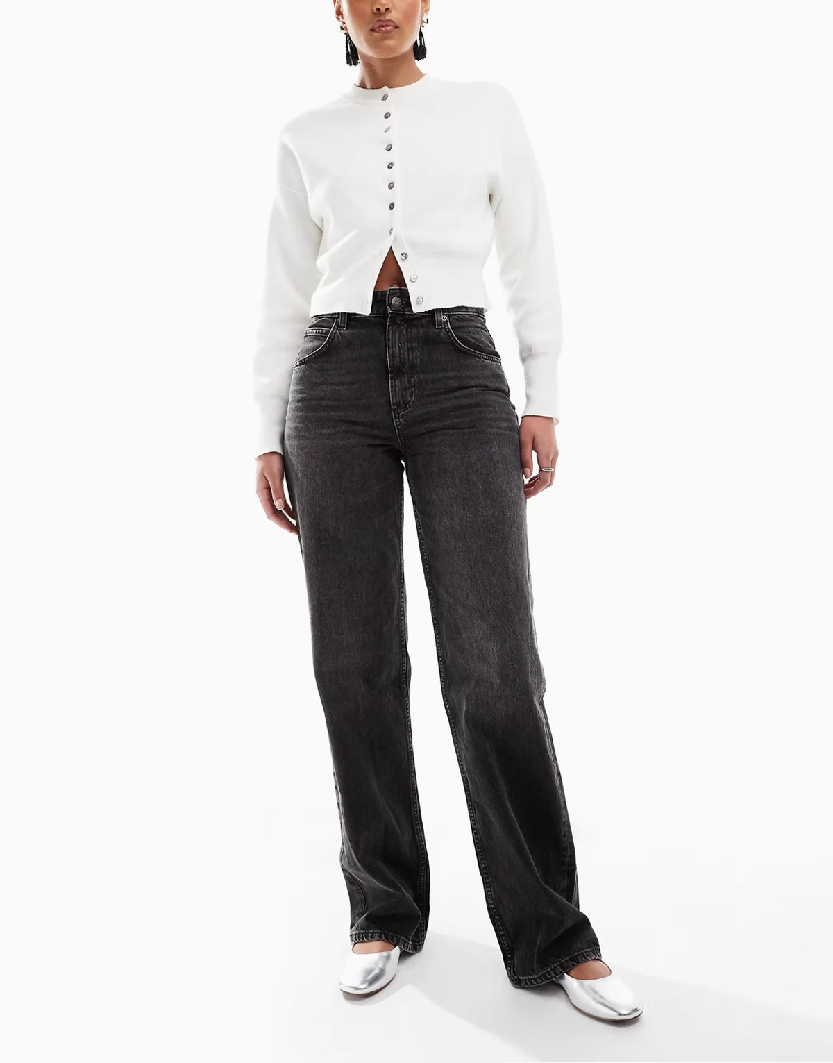 ASOS DESIGN Tall – Czarne jeansy baggy z niskim stanem i efektem sprania