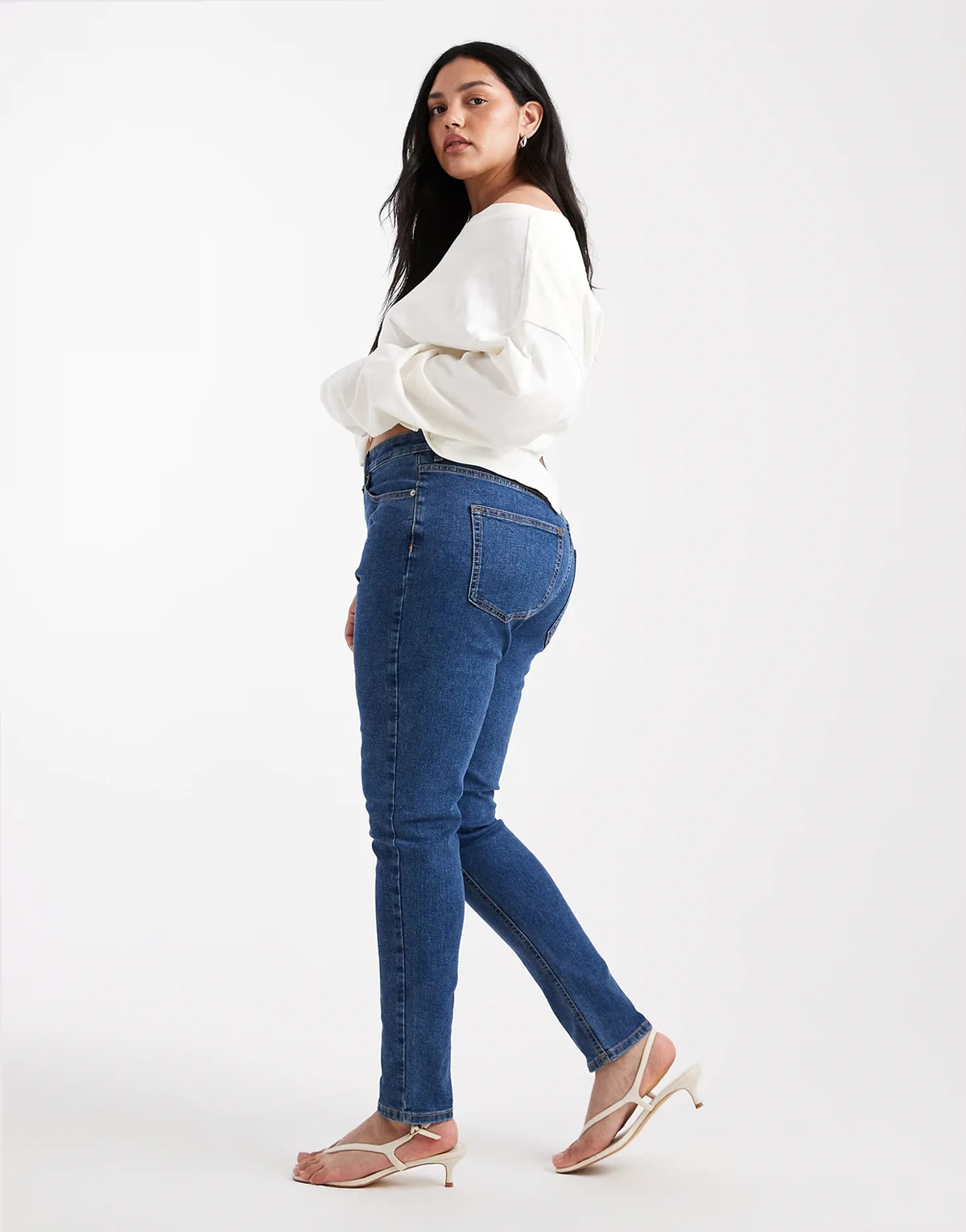 ASOS DESIGN Curve – Niebieskie jeansy o obcisłym kroju