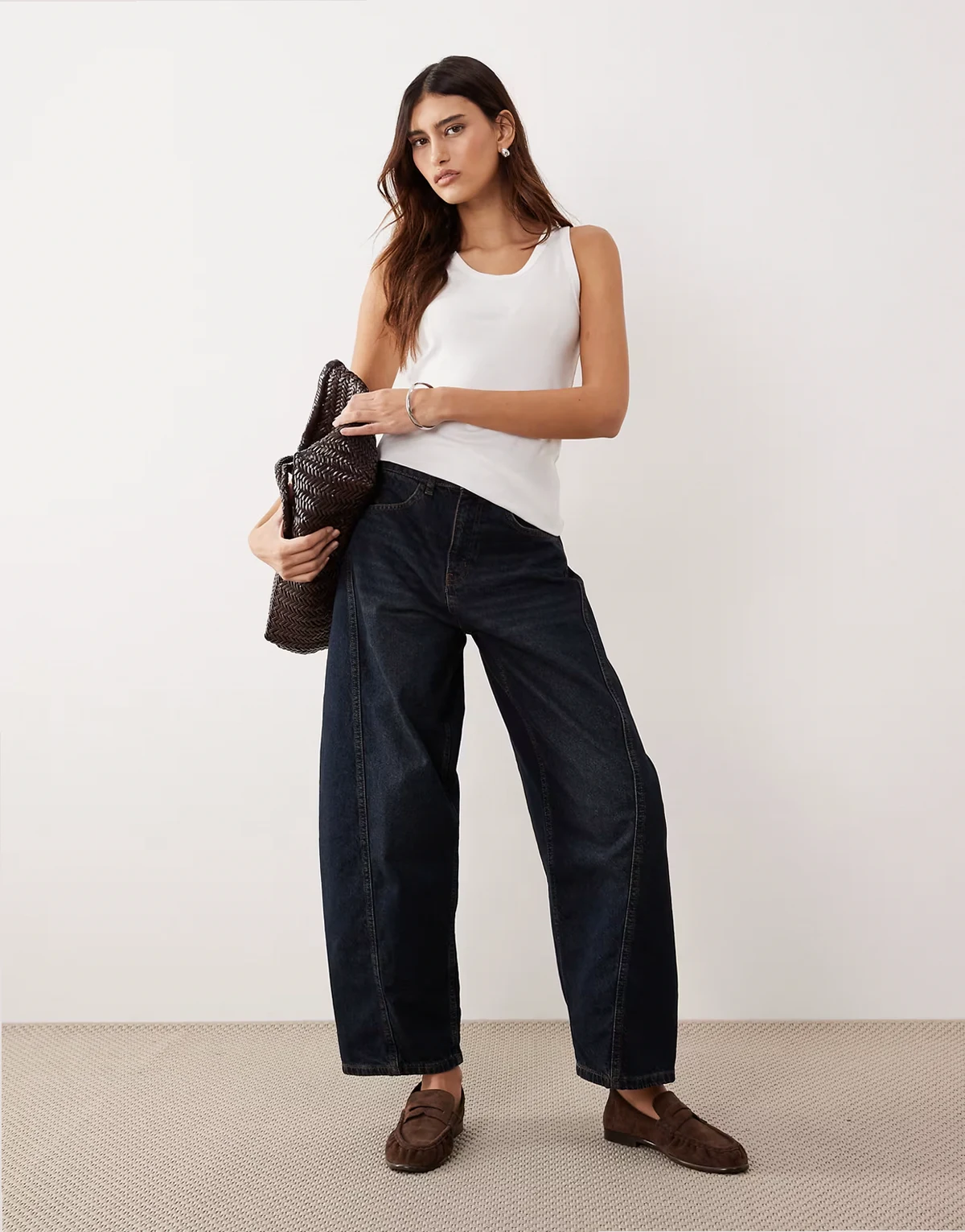 Franklyn seam detail barrel jeans in indigo