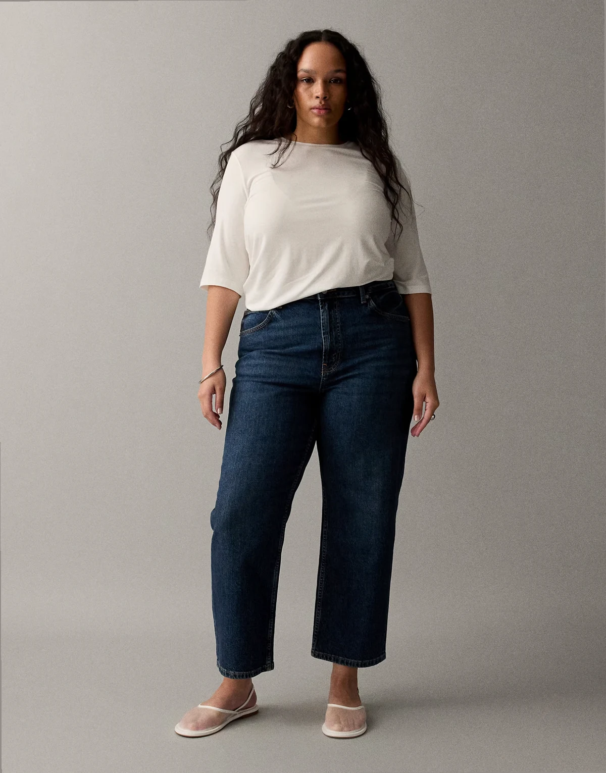 ASOS DESIGN Curve – Ciemnoniebieskie jeansy ze stretchem z prostymi nogawkami do kostek