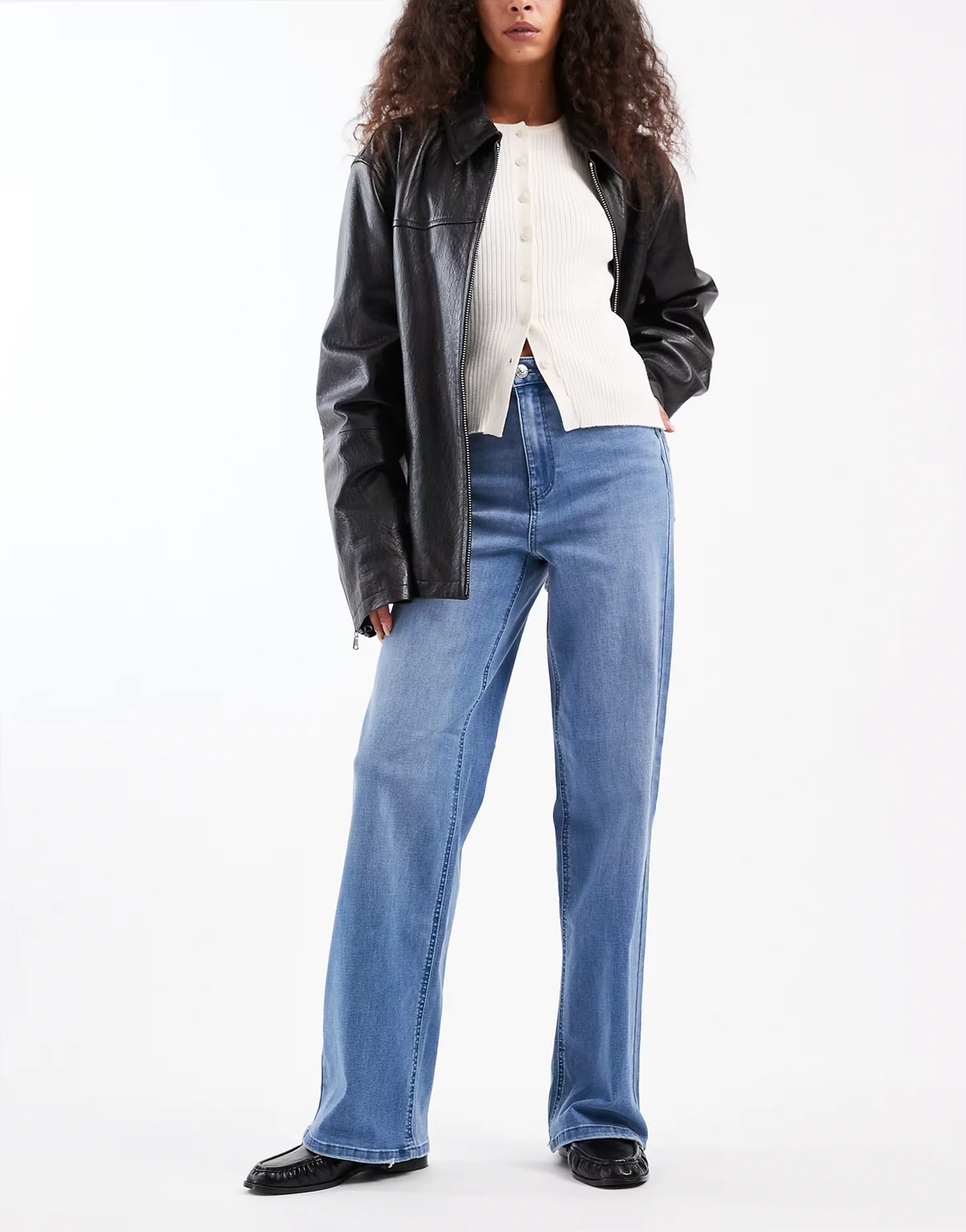 – Juicy – Jeans in Mittelblau mit hohem Bund und weitem Bein