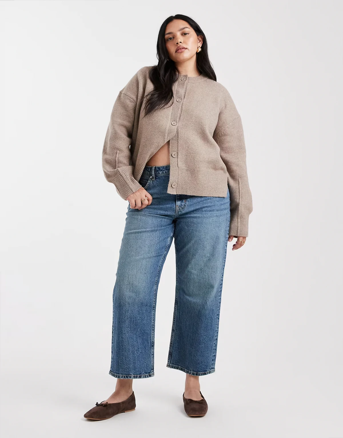 ASOS DESIGN Curve – Niebieskie jeansy ze stretchem z prostymi nogawkami do kostek
