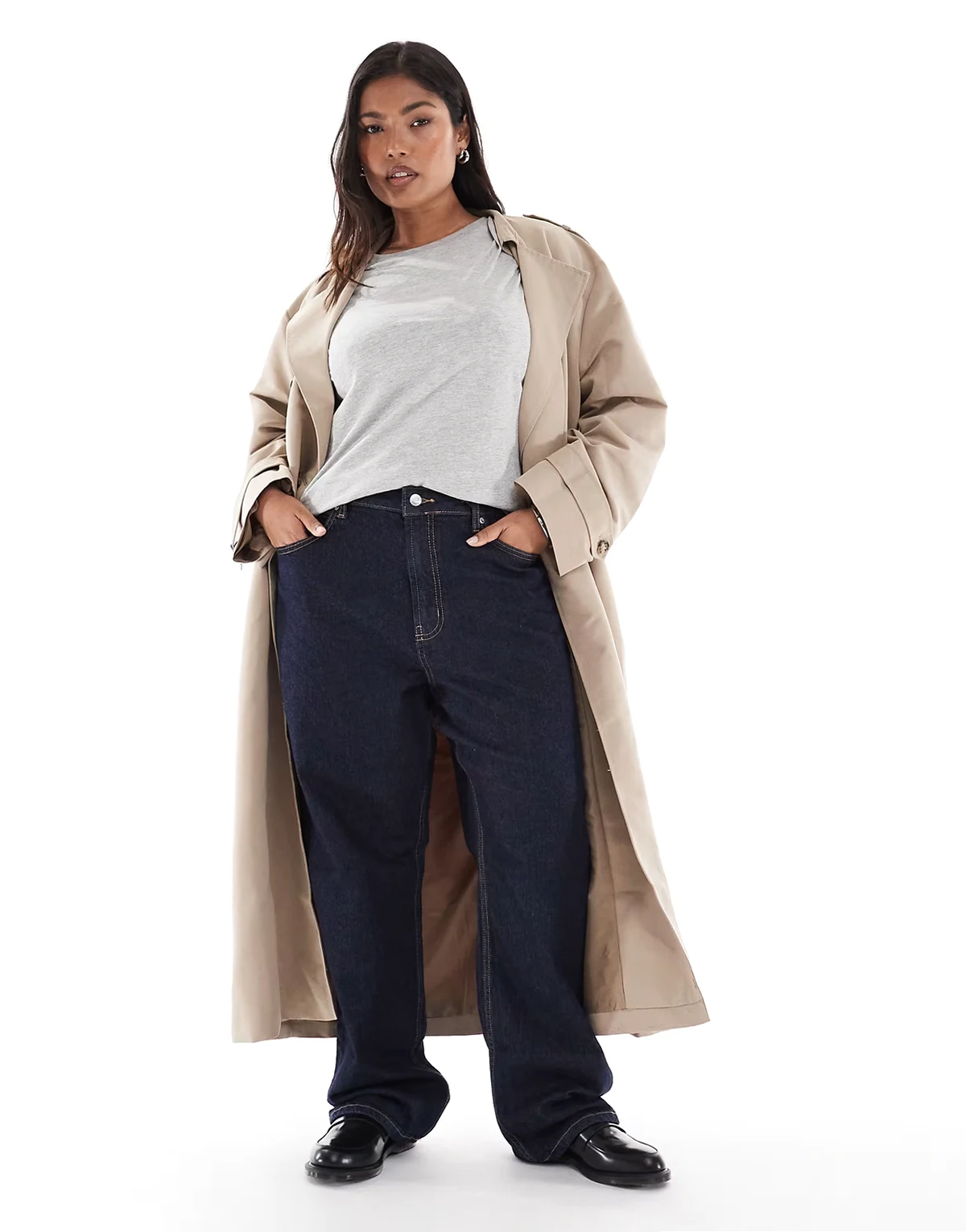 ASOS DESIGN Curve – Ciemnoniebieskie jeansy z prostymi nogawkami z denimu z comfort stretchem