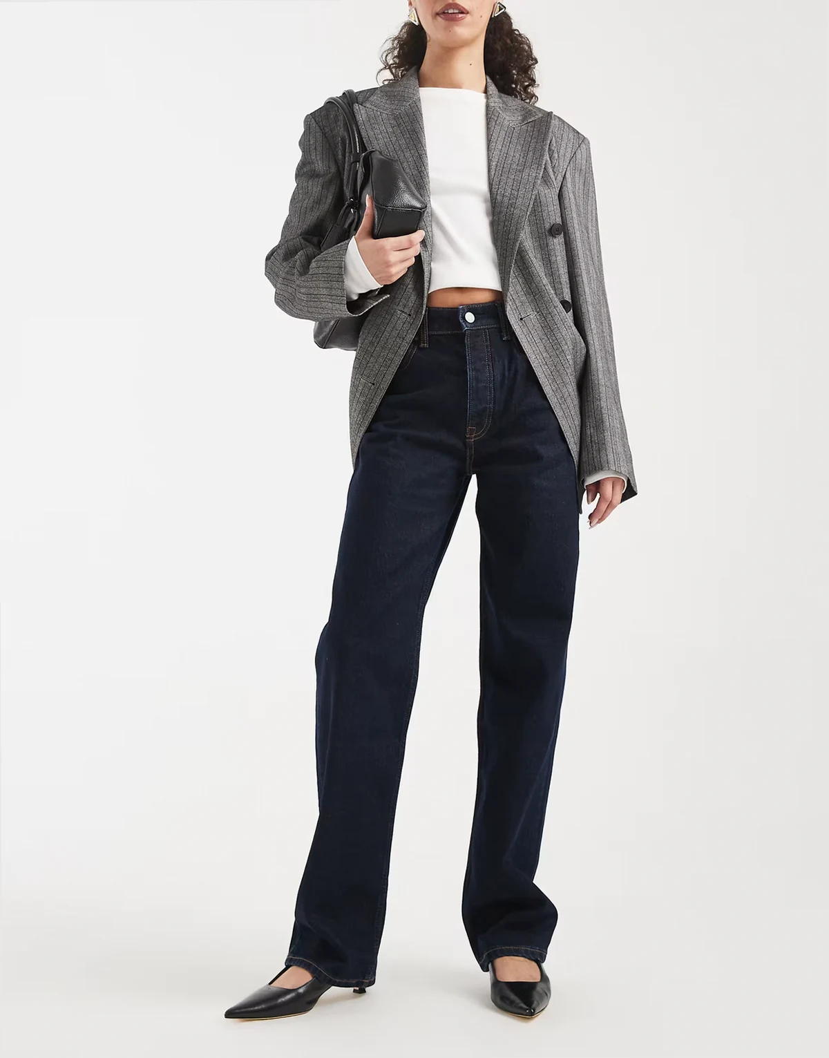 – Layla – Schmale, gerade geschnittene Jeans in verwaschenem Dunkelblau mit hohem Bund