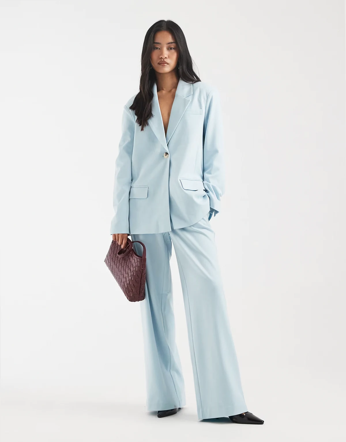 wide leg tailored pants in skylight - part of a set
