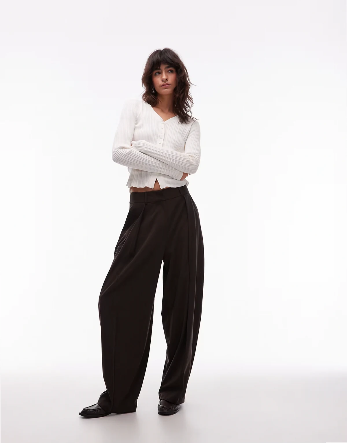 – Elegante Kokon-Hose in Schokobraun