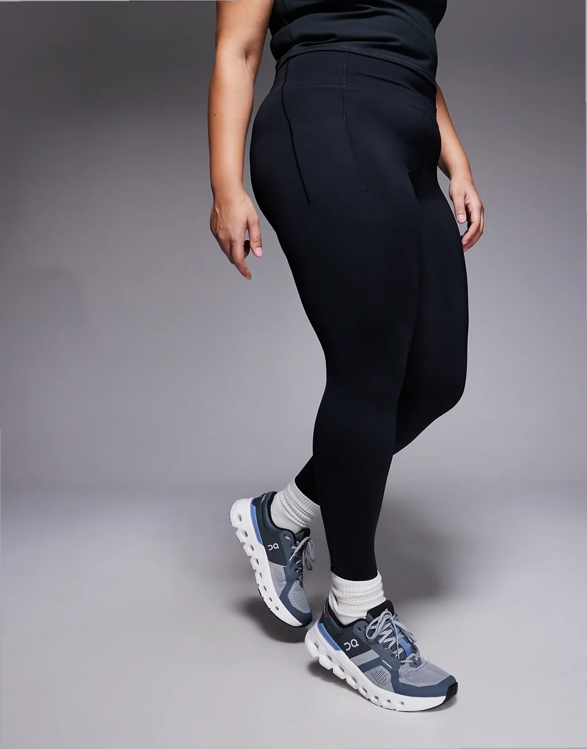 Curve active waist snatching high rise gym leggings in black