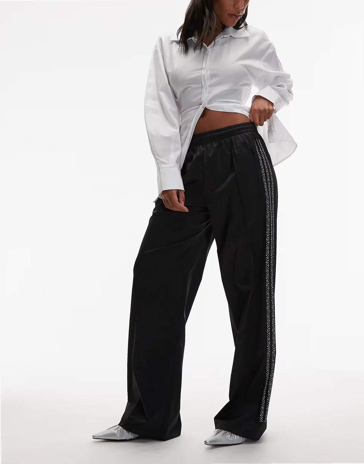 Firebird track pants in shiny black
