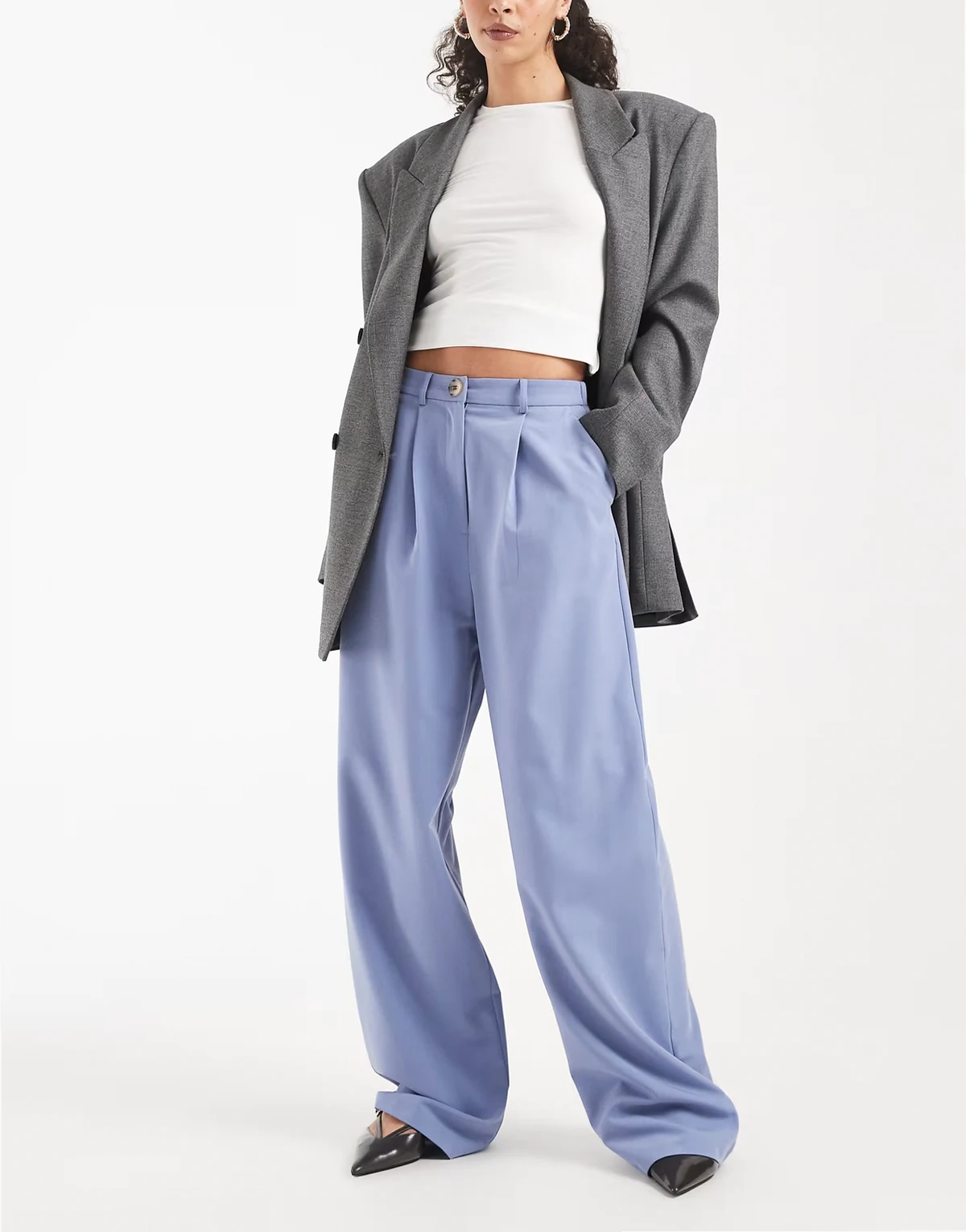 – Elegante Hose in Zartblau mit weitem Schnitt