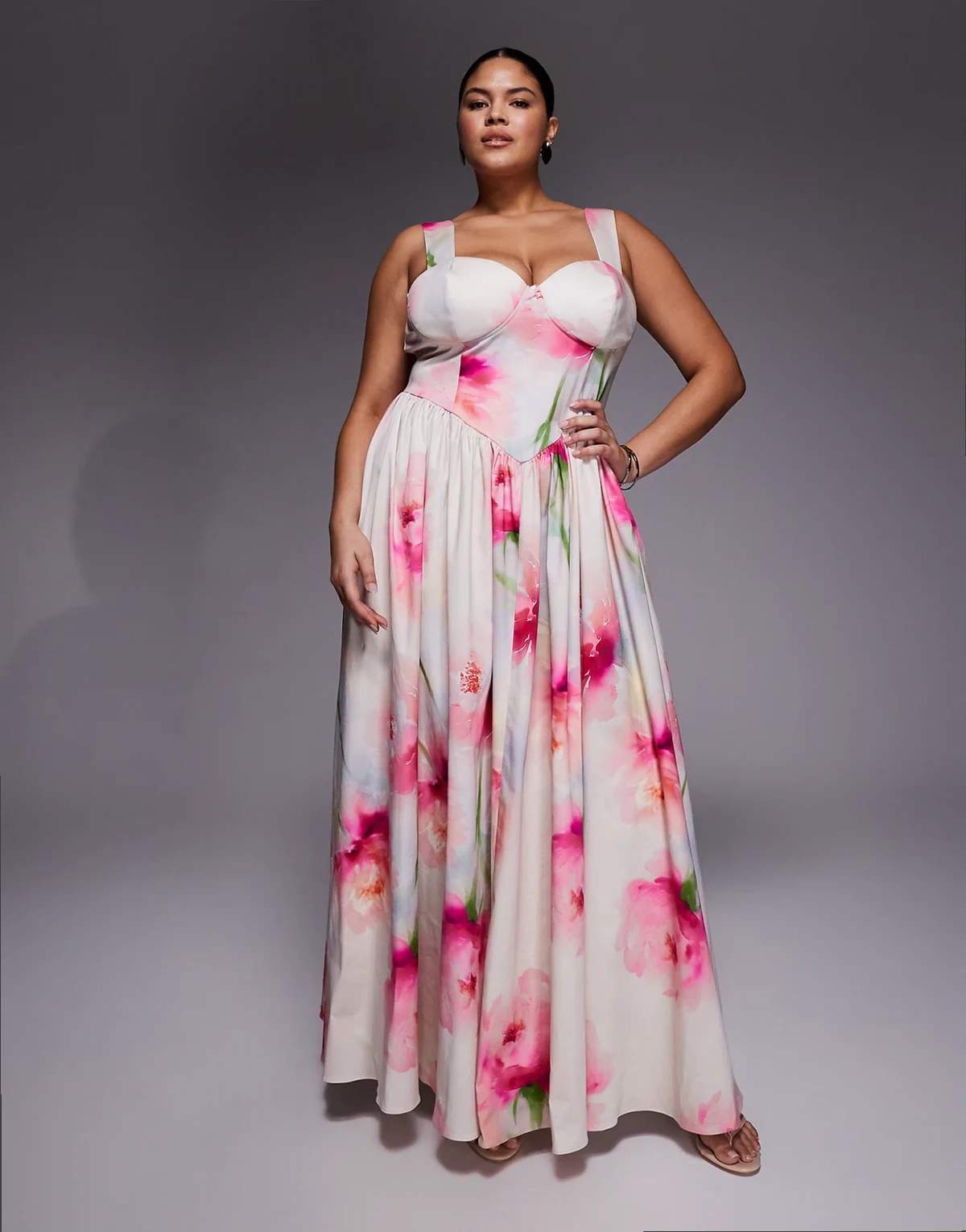 Curve – Sukienka maxi premium w duży kwiatowy wzór