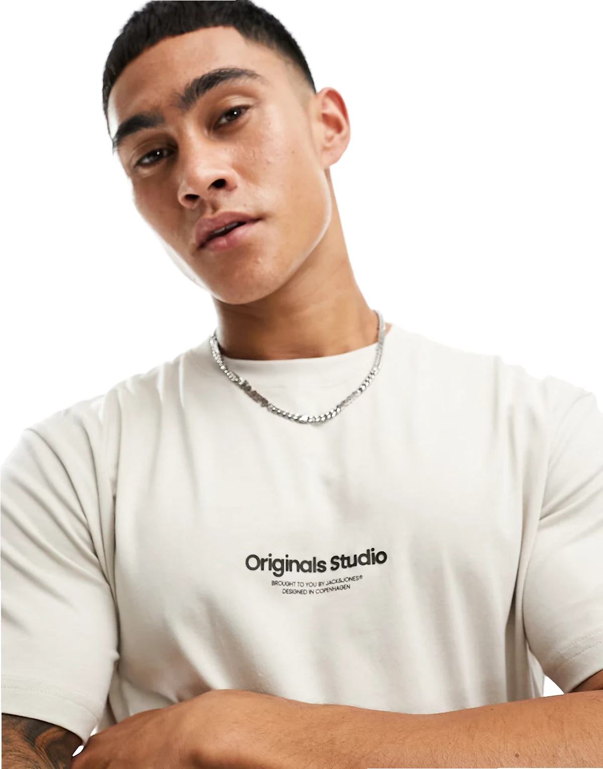 oversized t-shirt with originals print in beige