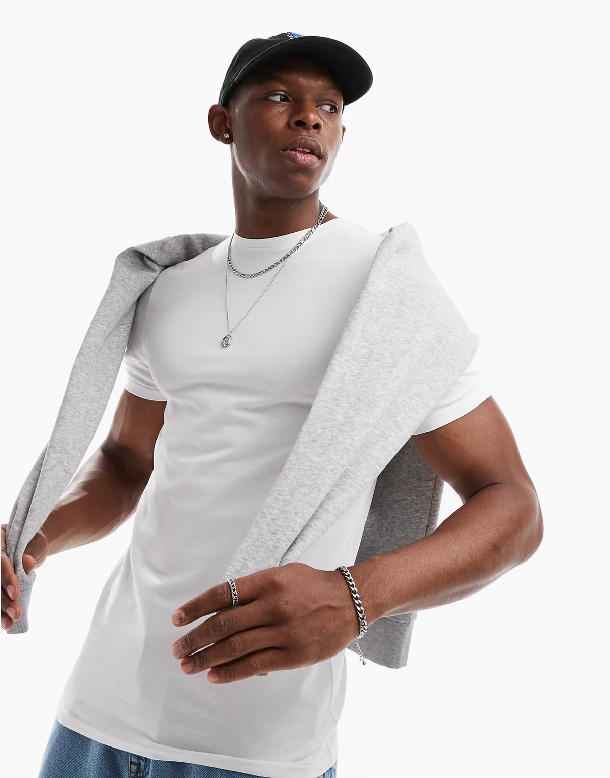 – Studio – Körperbetontes T-Shirt in Weiß