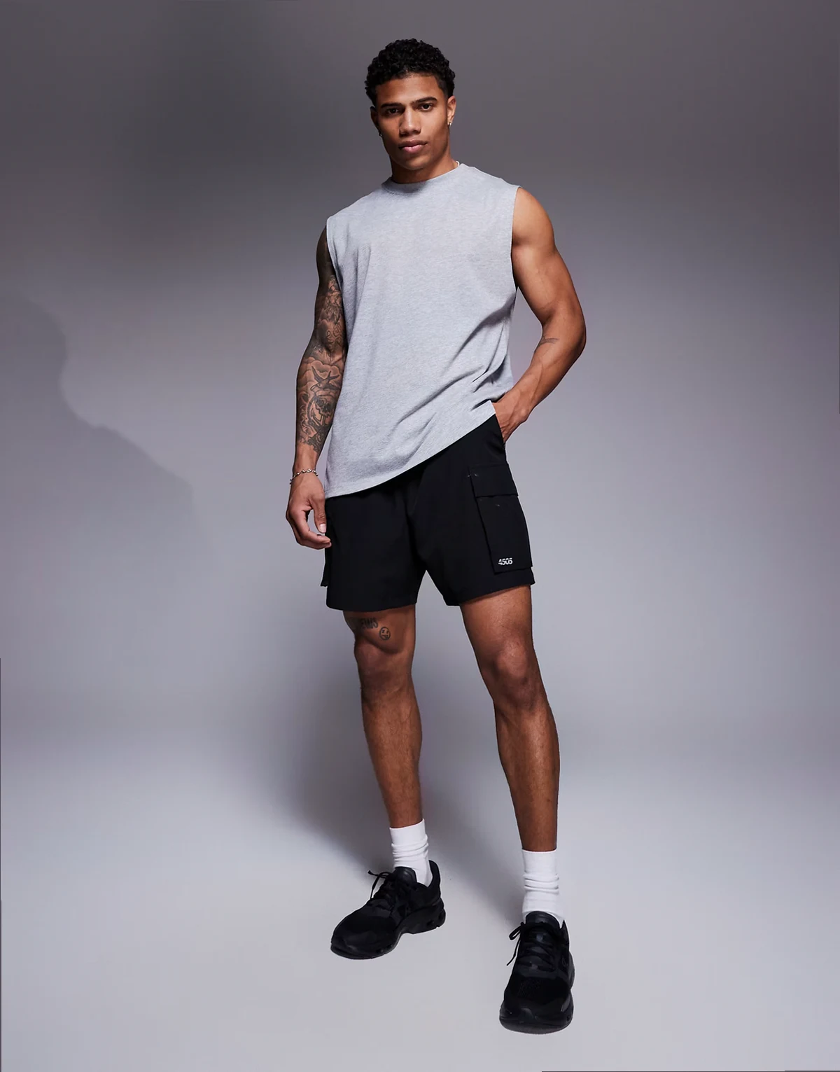 Icon cotton oversized pump training tank with quick dry finish in gray