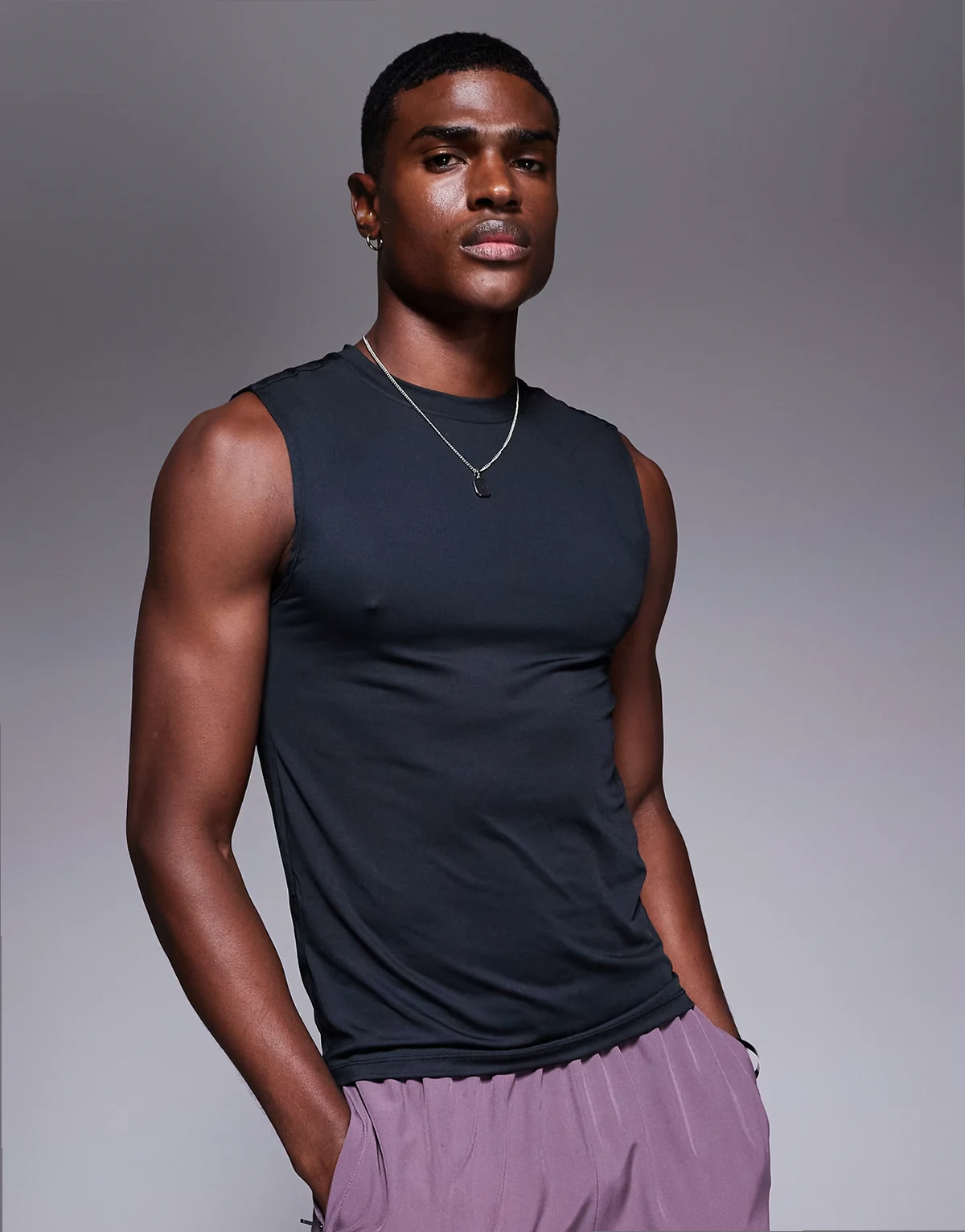 Icon training quick dry muscle fit tank top in black