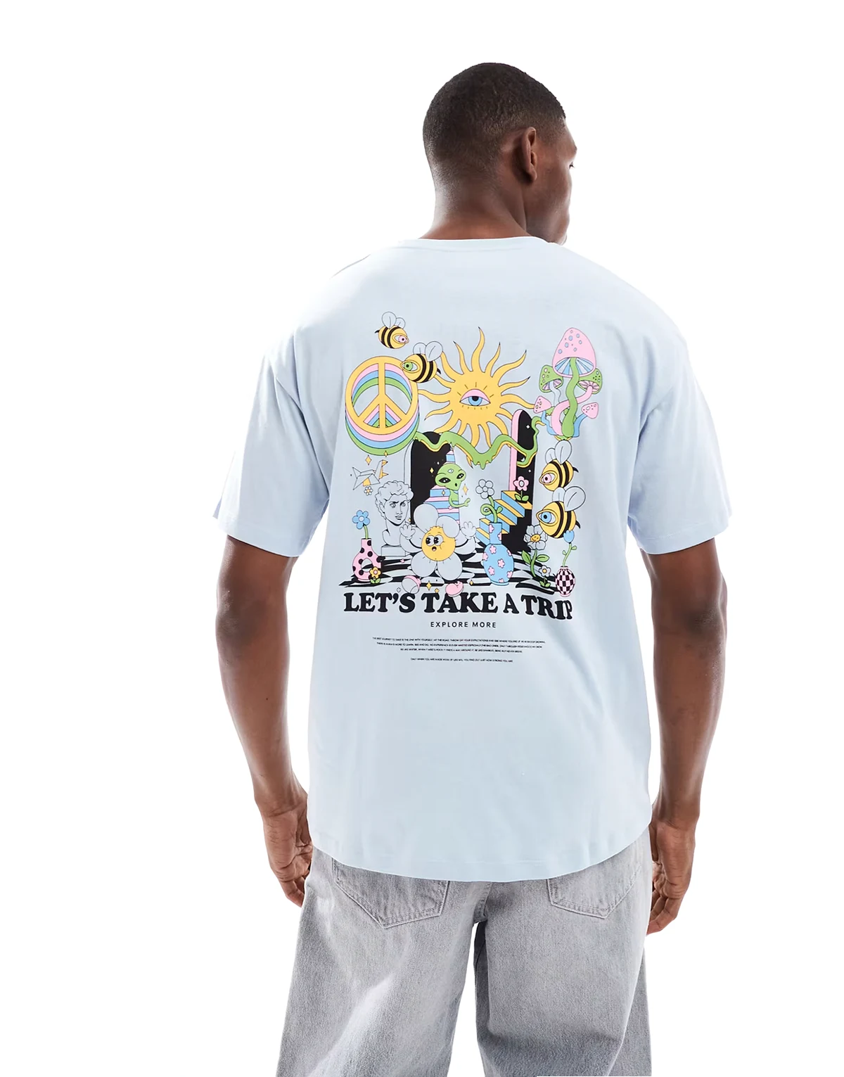 oversized T-shirt Explore More print in blue