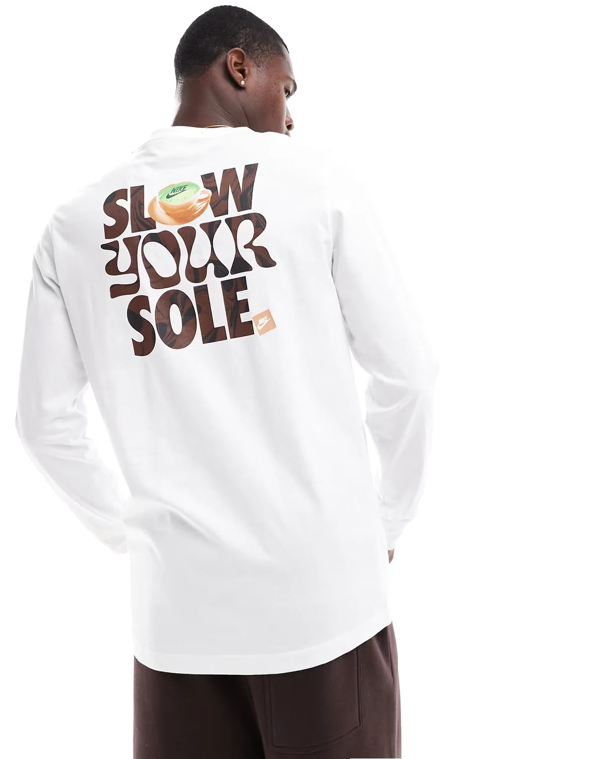 Slow Your Sole graphic longsleeve T-shirt in white