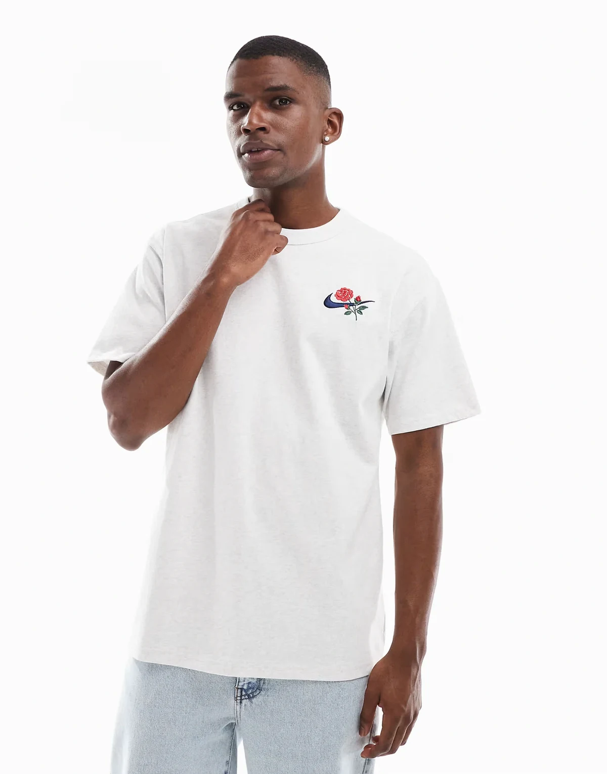 Rose Swoosh logo t-shirt in gray
